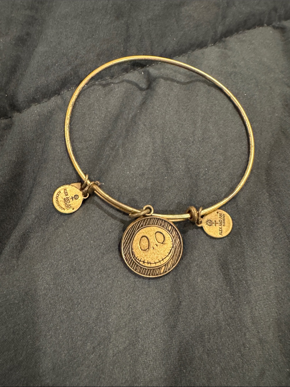Alex and Ani Gold Tone Jack Skellington Charm Bangle Bracelet